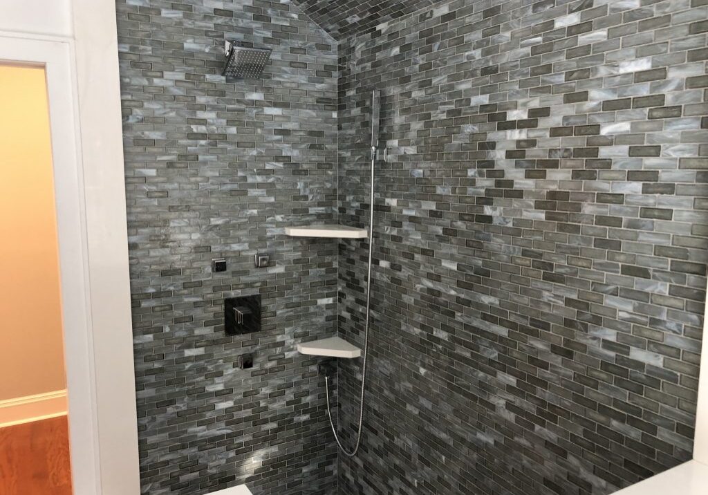 Bath Remodel Glass Tile Large Shower